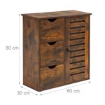 Dulap maro vintage din lemn cu 3 sertare și ușă lamelară – ideal pentru baie, hol sau dormitor - imagine 6
