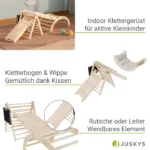 Loc de joaca pentru cățărare Triunghi Montessori, Perna, Tabla, Rampa și Arc de cățărare, Scara cu franghii - imagine 9
