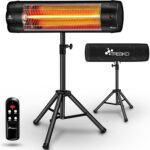 Incalzitor infrarosu TRESKO 2500W – cu telecomanda, 3 trepte, picior reglabil si suport perete, Negru