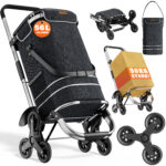 Carucior pentru cumparaturi, Monzana, 56L, 100 x 40 x 45 cm, pliabil, cadru din aluminiu, compartiment frigorific, multifunctional, Negru - imagine 2