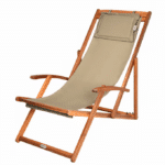Sezlong din lemn, reglabil, pliabil, crem, 94x60x94cm, CASARIA® - imagine 3