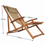 Sezlong din lemn, reglabil, pliabil, crem, 94x60x94cm, CASARIA® - imagine 5