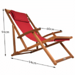Sezlong din lemn, reglabil, pliabil, rosu, 94x60x94cm, CASARIA® - imagine 4