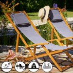 Sezlong din lemn, reglabil, pliabil, antracit, 94x60x94cm, CASARIA® - imagine 4