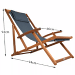 Sezlong din lemn, reglabil, pliabil, antracit, 94x60x94cm, CASARIA® - imagine 5