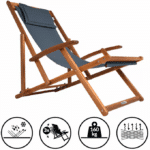 Sezlong din lemn, reglabil, pliabil, antracit, 94x60x94cm, CASARIA® - imagine 6