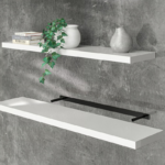 Raft de perete alb lucios 110 cm, suporturi de montare, MDF, Casaria - imagine 8