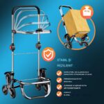 Carucior pentru cumparaturi, Monzana, 56L, 100 x 40 x 45 cm, pliabil, cadru din aluminiu, compartiment frigorific, multifunctional, Negru - imagine 5