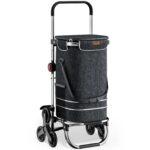 Carucior pentru cumparaturi, Monzana, 56L, 100 x 40 x 45 cm, pliabil, cadru din aluminiu, compartiment frigorific, multifunctional, Negru