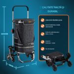 Carucior pentru cumparaturi, Monzana, 56L, 100 x 40 x 45 cm, pliabil, cadru din aluminiu, compartiment frigorific, multifunctional, Negru - imagine 6