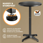 Masa de cocktail, Casaria, Ø60cm, inaltime reglabila, aluminiu, negru - imagine 5
