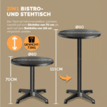 Masa de cocktail, Casaria, Ø60cm, inaltime reglabila, aluminiu, negru - imagine 4