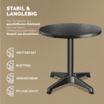Masa de cocktail, Casaria, Ø60cm, inaltime reglabila, aluminiu, negru - imagine 3
