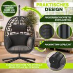 Leagan suspendat tip ou cu picior TILLVEX din poliratan, pliabil, husă pentru exterior, sustinere 150 kg, antracit - imagine 6